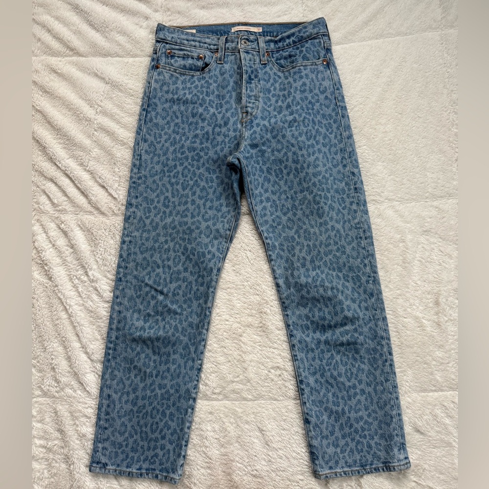 Levi’s Wedgie Straight Women’s Jeans Size 27 Leopard Print High Rise Button Fly